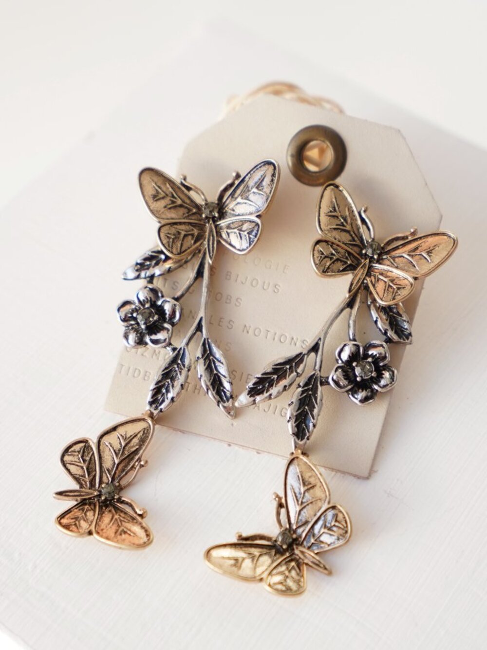 Anthropologie Butterfly Floral Statement Earrings